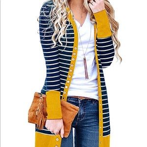 Women's Neck Button Down Knitwear Long Sleeve